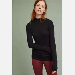 NWT Anthropologie Mock Neck Layering Tee Grey Size S